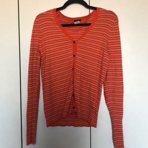 Jcrew Orange Striped Cardigan Size: S